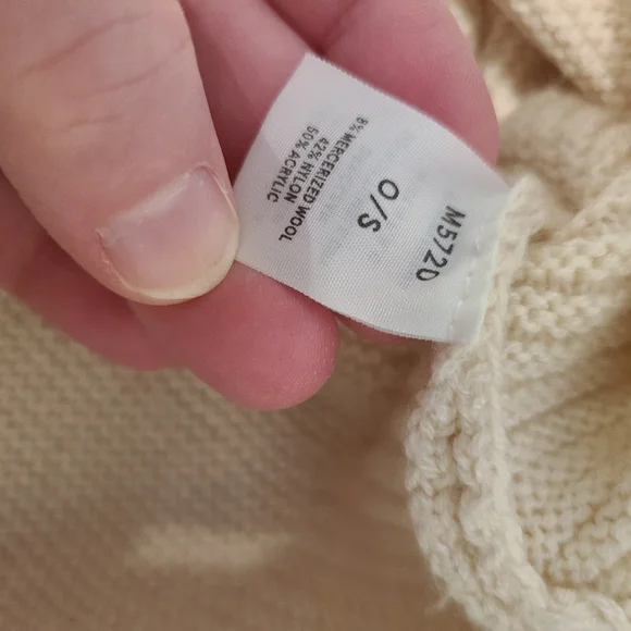 Kerisma Cream Wool Blend Quarter Length Dolman Sleeve Mock Neck Boxy Sweater - Picture 8 of 9